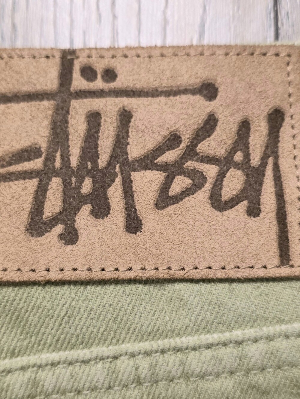 Stussy Light Olive with Signature Leather Patch-Authentic Stussy